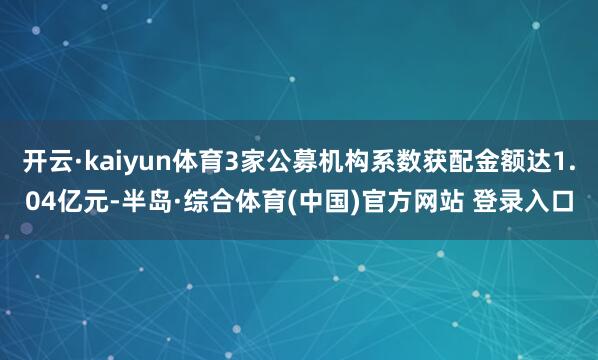 开云·kaiyun体育3家公募机构系数获配金额达1.04亿元-半岛·综合体育(中国)官方网站 登录入口