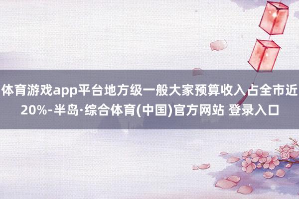 体育游戏app平台地方级一般大家预算收入占全市近20%-半岛·综合体育(中国)官方网站 登录入口