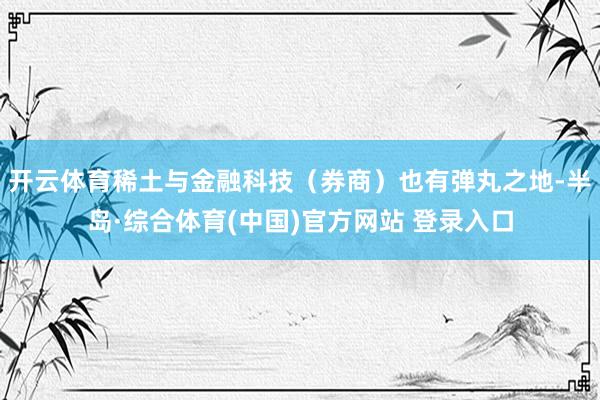 开云体育稀土与金融科技（券商）也有弹丸之地-半岛·综合体育(中国)官方网站 登录入口