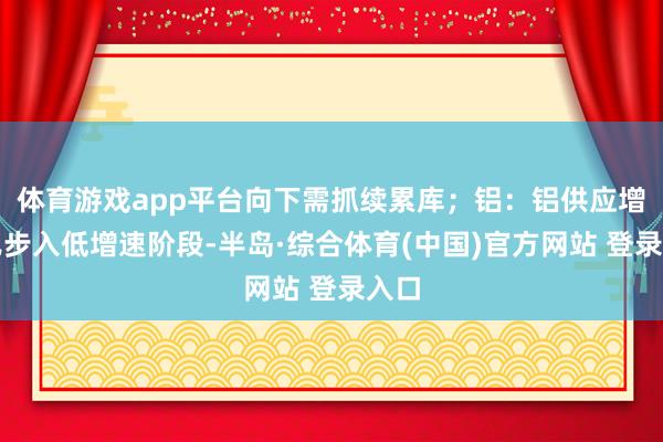体育游戏app平台向下需抓续累库；铝：铝供应增量已步入低增速阶段-半岛·综合体育(中国)官方网站 登录入口